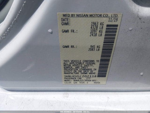 2020 NISSAN ALTIMA SR FWD 9