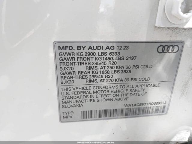 2024 AUDI Q7 PREMIUM 45 TFSI QUATTRO TIPTRONIC 9