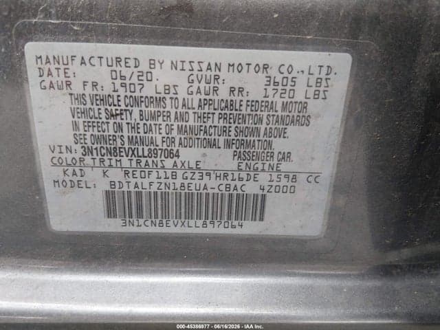 2020 NISSAN VERSA SV XTRONIC CVT 9