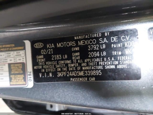 2021 KIA FORTE LXS 9