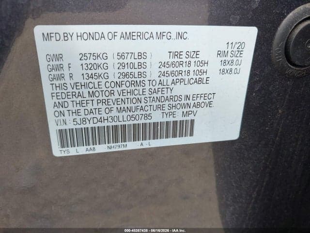2020 ACURA MDX STANDARD 9