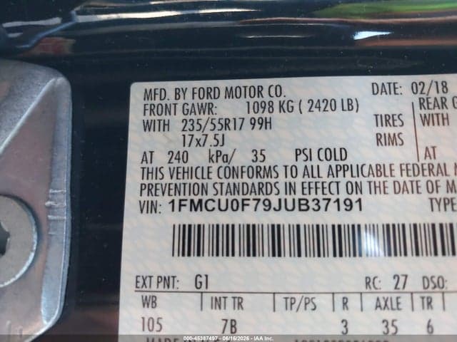2018 FORD ESCAPE S 9