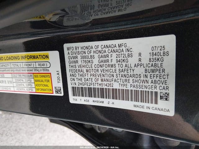 2026 HONDA CIVIC SPORT 9