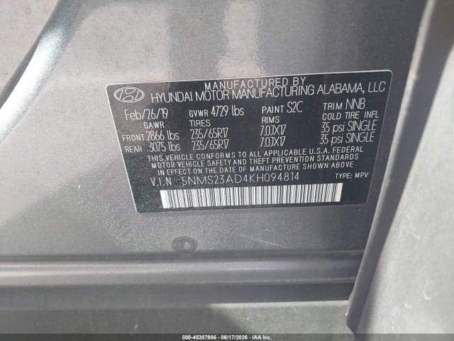 2019 HYUNDAI SANTA FE SE 9