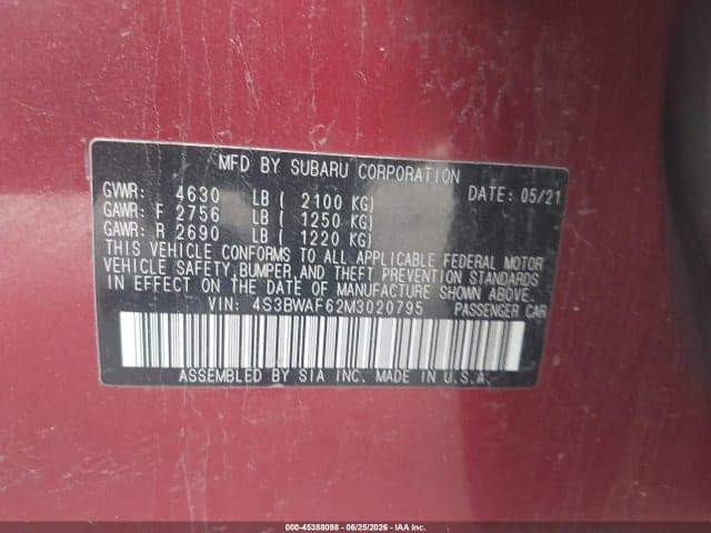 2021 SUBARU LEGACY PREMIUM 9