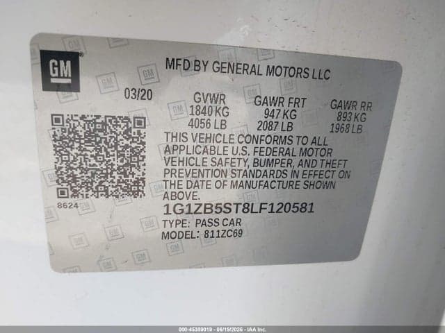 2020 CHEVROLET MALIBU FWD LS 9