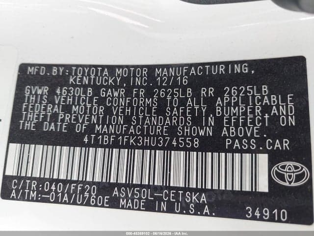 2017 TOYOTA CAMRY SE 9
