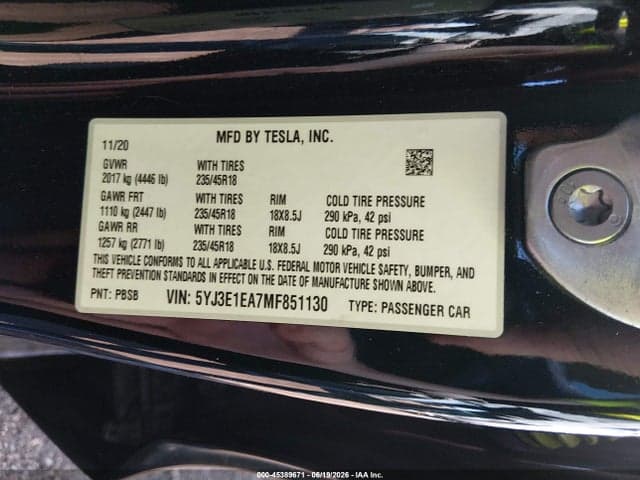 2021 TESLA MODEL 3 STANDARD RANGE PLUS REAR-WHEEL DRIVE 9