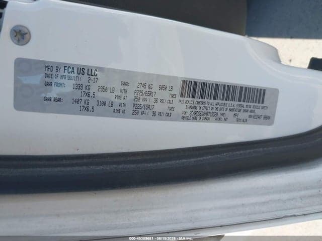 2017 DODGE GRAND CARAVAN GT 9