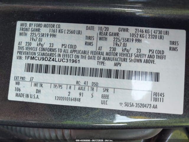 2020 FORD ESCAPE TITANIUM HYBRID 7