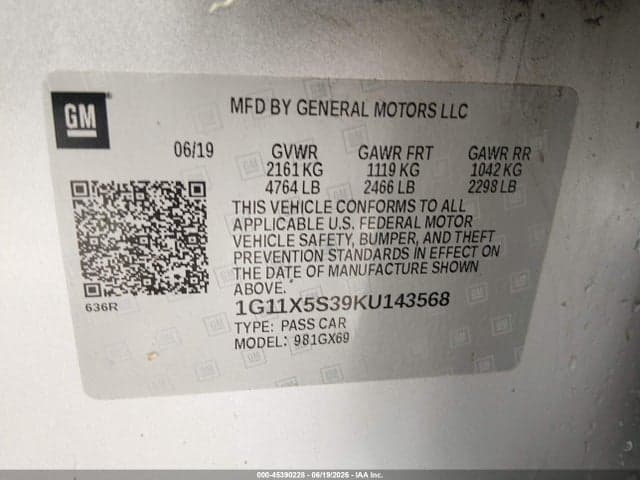 2019 CHEVROLET IMPALA LS 9