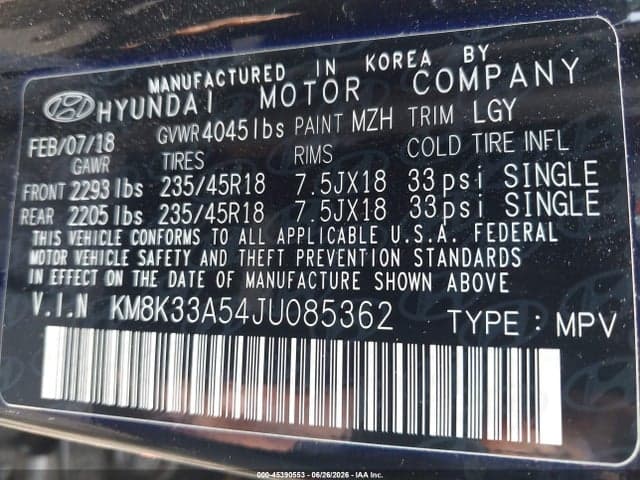 2018 HYUNDAI KONA LIMITED 9