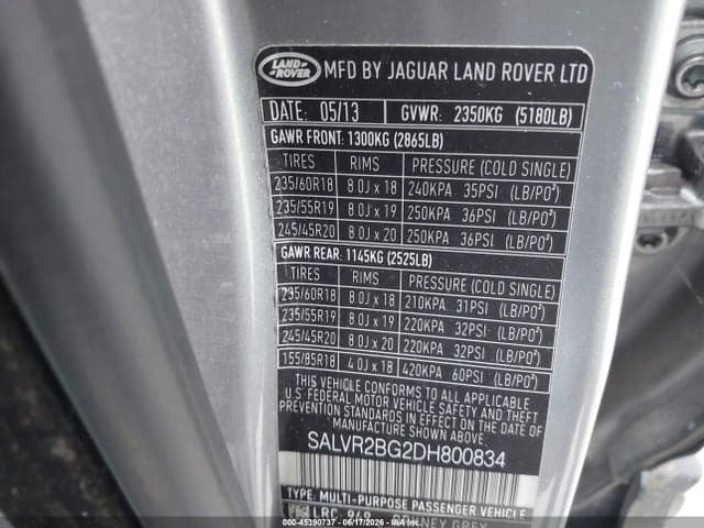 2013 LAND ROVER RANGE ROVER 9