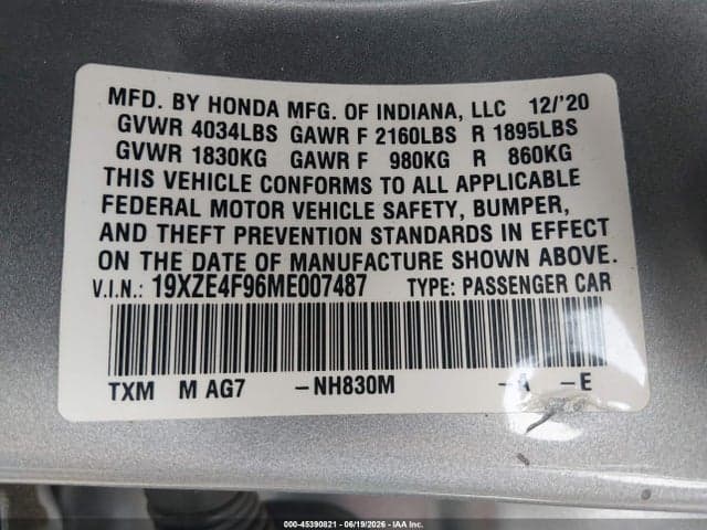 2021 HONDA INSIGHT TOURING 9