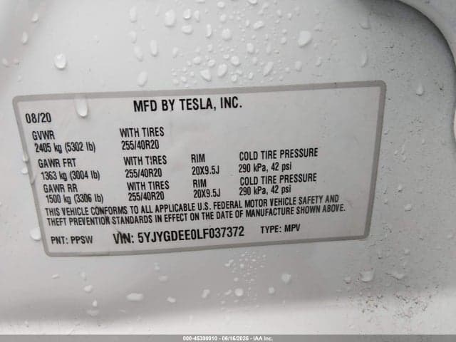 2020 TESLA MODEL Y LONG RANGE DUAL MOTOR ALL-WHEEL DRIVE 9