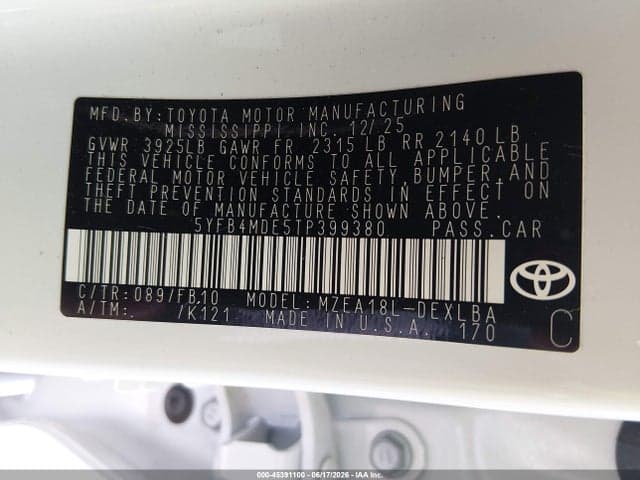 2026 TOYOTA COROLLA LE 9