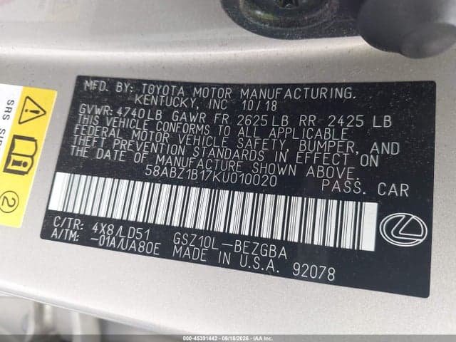 2019 LEXUS ES 350 9