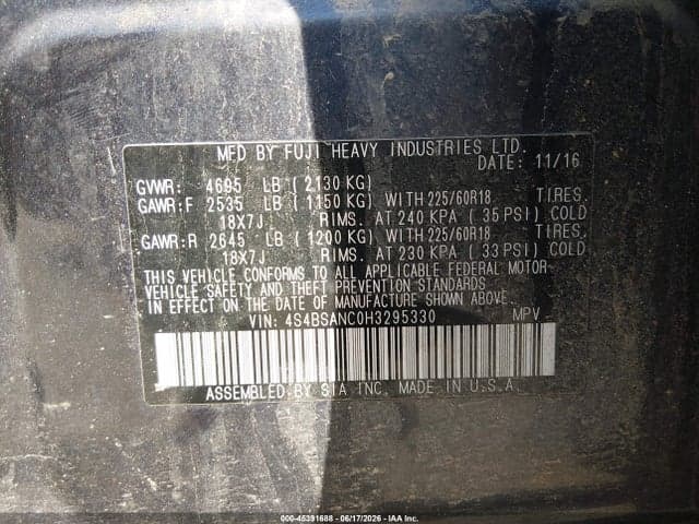 2017 SUBARU OUTBACK 2.5I LIMITED 9