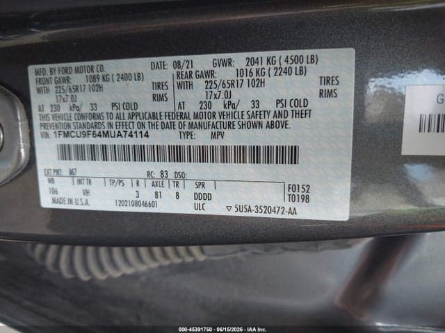 2021 FORD ESCAPE S 9