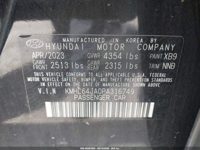 2023 HYUNDAI SONATA SEL 9