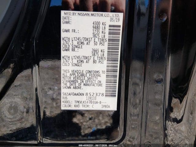 2019 NISSAN NV PASSENGER NV3500 HD SL V8 9