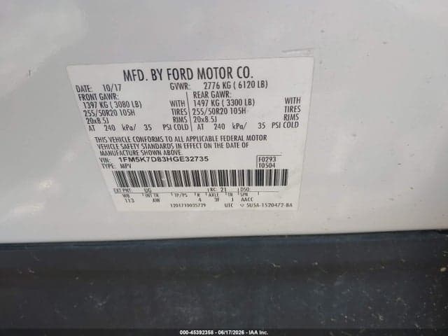 2017 FORD EXPLORER XLT 9