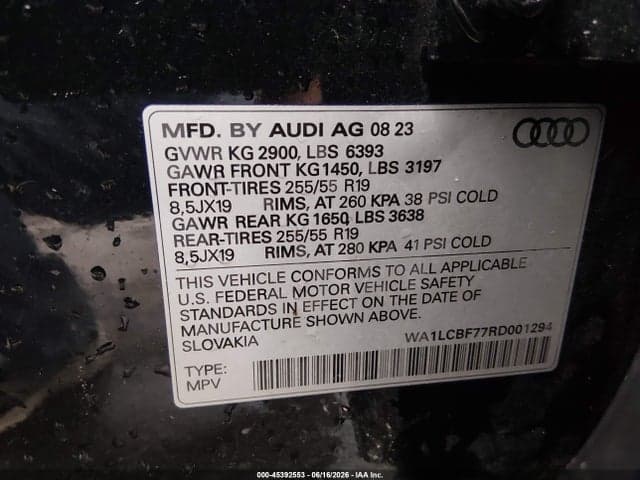 2024 AUDI Q7 PREMIUM PLUS 45 TFSI QUATTRO TIPTRONIC 9
