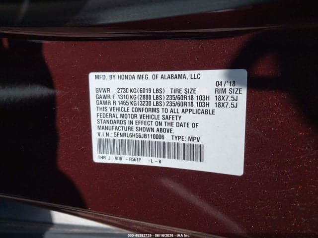 2018 HONDA ODYSSEY EX 9