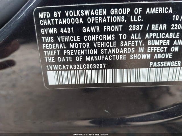 2020 VOLKSWAGEN PASSAT 2.0T SEL 9