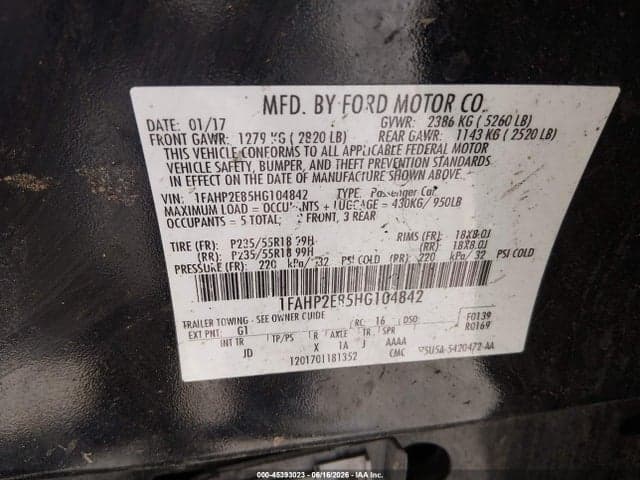 2017 FORD TAURUS SEL 9