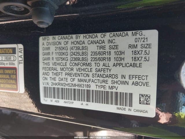 2021 HONDA CR-V AWD EX 9