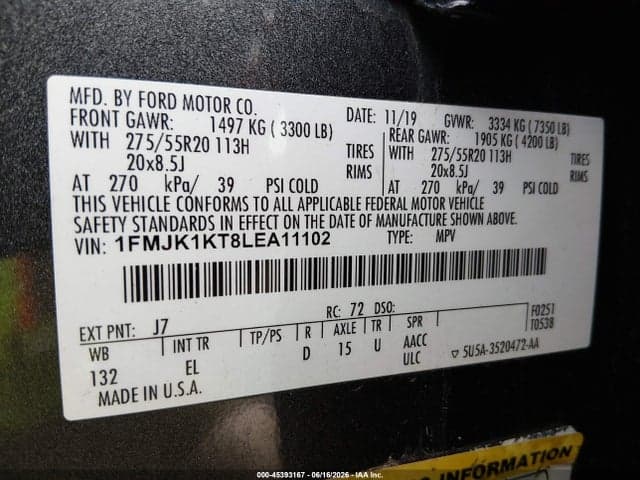 2020 FORD EXPEDITION LIMITED MAX 9
