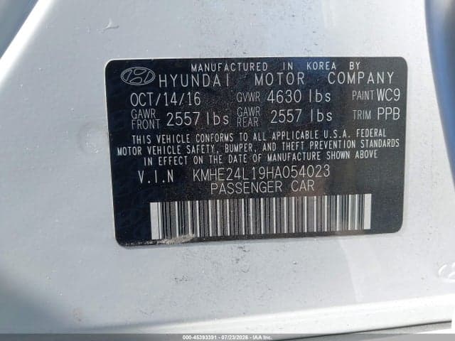 2017 HYUNDAI SONATA HYBRID SE 9