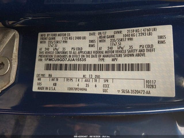 2018 FORD ESCAPE SE 9