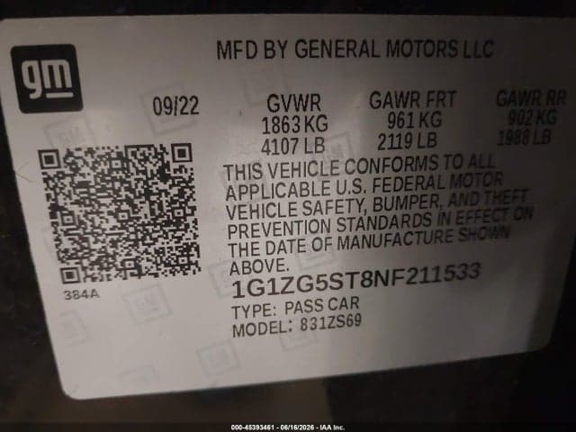 2022 CHEVROLET MALIBU FWD RS 9