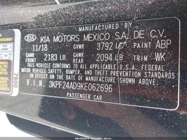 2019 KIA FORTE FE 9