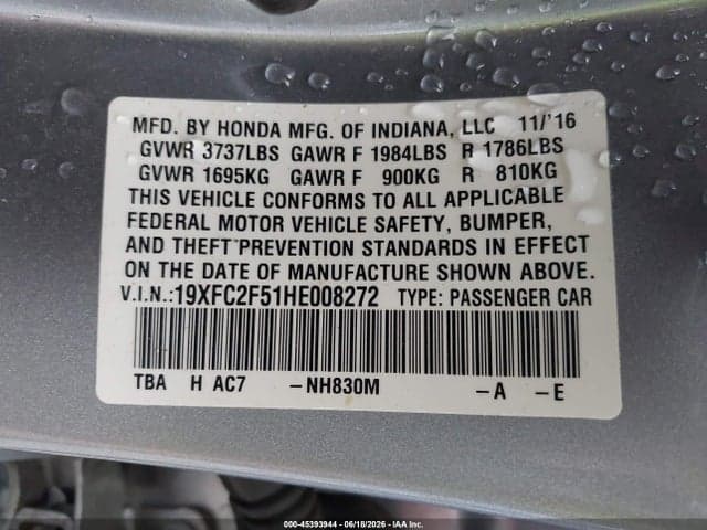 2017 HONDA CIVIC LX 9