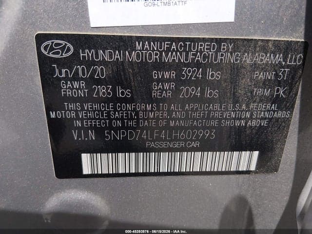 2020 HYUNDAI ELANTRA SE 9