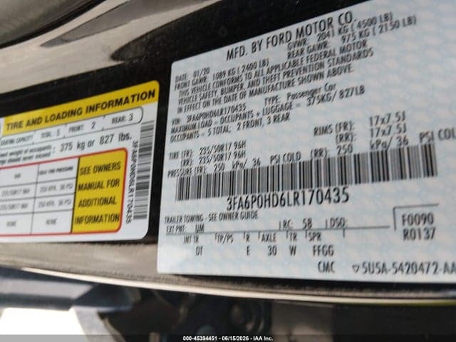 2020 FORD FUSION SE 9