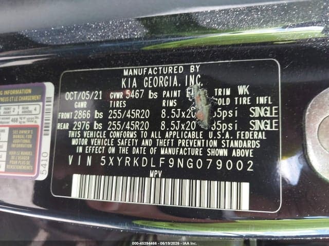 2022 KIA SORENTO SX 9