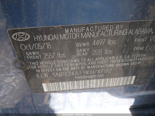 2019 HYUNDAI SONATA SE 9