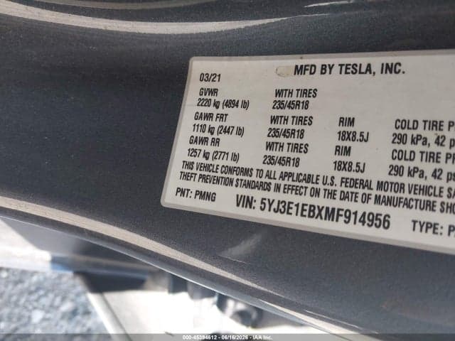 2021 TESLA MODEL 3 LONG RANGE 9