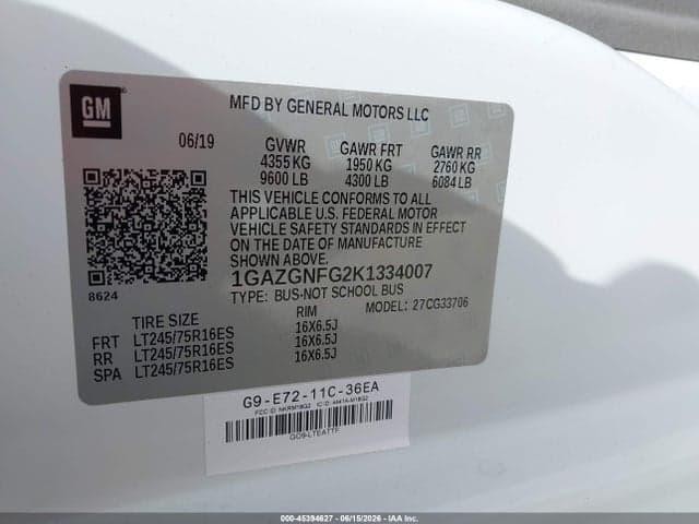 2019 CHEVROLET EXPRESS 3500 LS 9