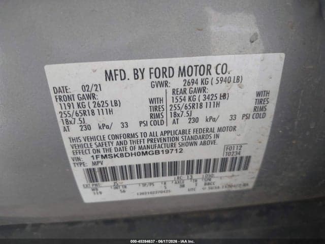 2021 FORD EXPLORER XLT 9