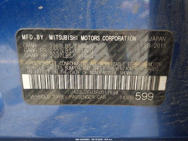 2015 MITSUBISHI LANCER ES 9