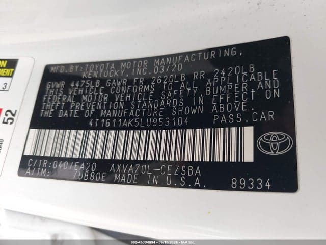 2020 TOYOTA CAMRY SE 9