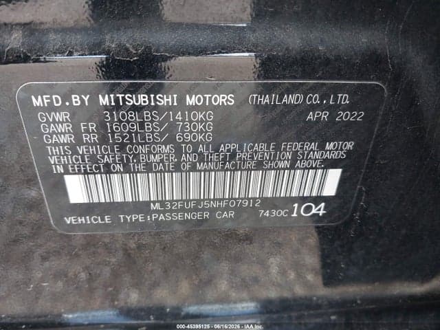 2022 MITSUBISHI MIRAGE G4 9