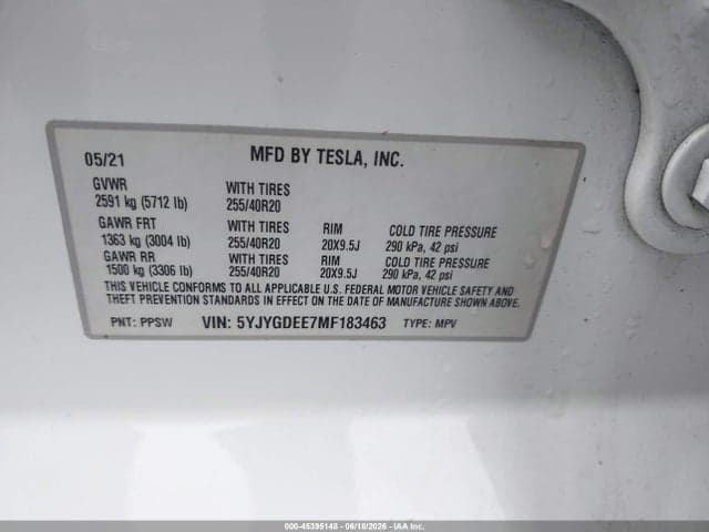 2021 TESLA MODEL Y LONG RANGE DUAL MOTOR ALL-WHEEL DRIVE 9