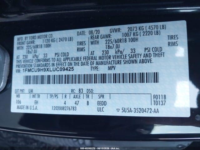 2020 FORD ESCAPE SEL 9