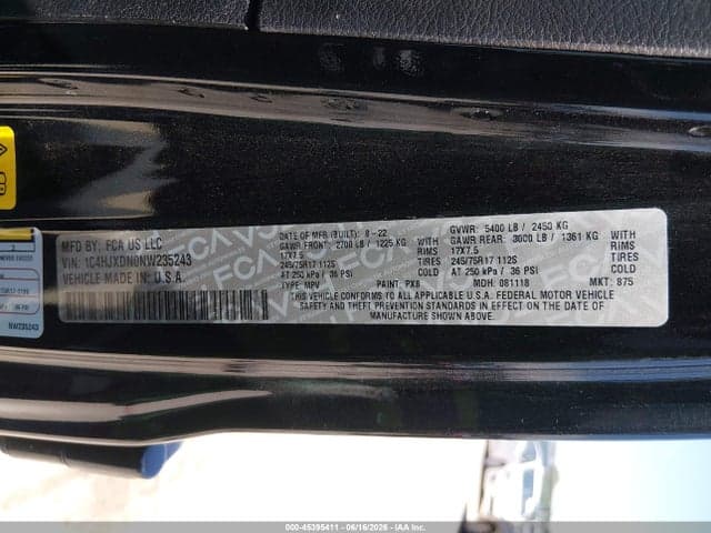 2022 JEEP WRANGLER UNLIMITED SPORT 4X4 9